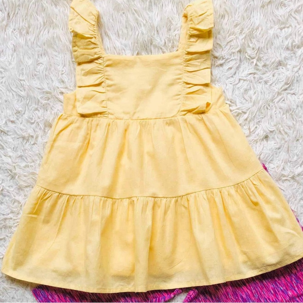Shabby Chic Cotton Yellow Ruffled Top Size XS 4 NWT